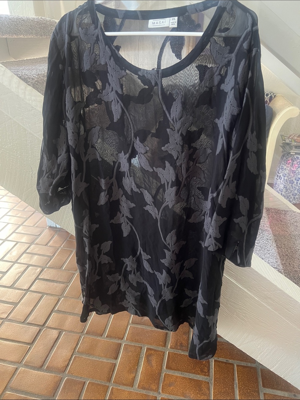 Masai Floral floaty Black Dress xxl